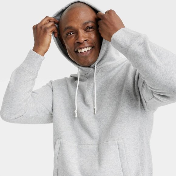 Medium - Mens Cotton Fleece Hooded Sweatshirt - All In Motion - Gray - Picture 2 of 6